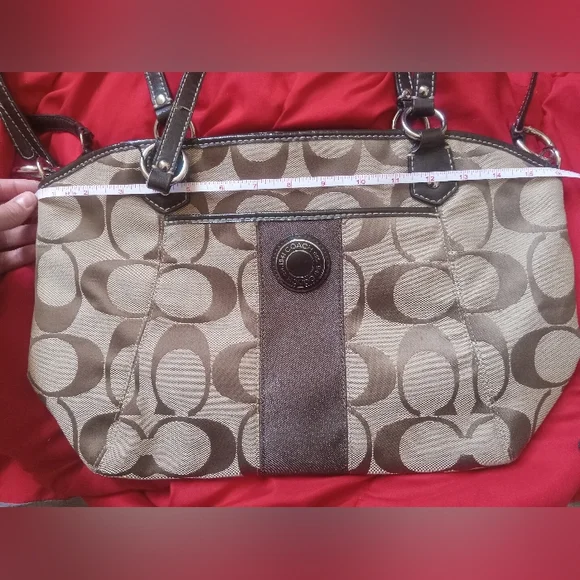 Coach Brown and Tan Signature Tote Bag - Picture 9 of 12